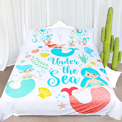 ARIGHTEX Mermaid Bedding Blue Turquoise Bedding Set Baby Girl Mermaid
