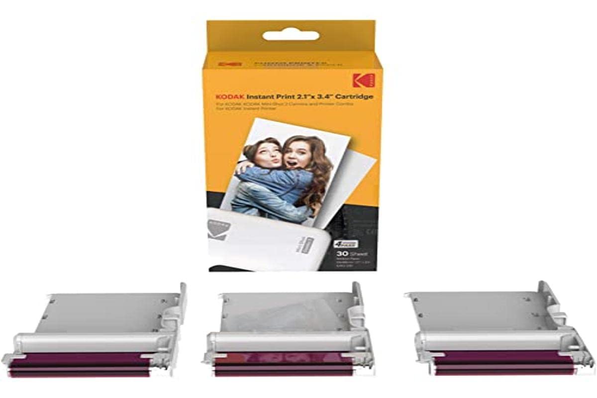 Kodak New Ink Ribbon Paper,30 Photo Cartridge Photo Paper for Mini Shot Combo White Thermal Sublimation Photo Printer