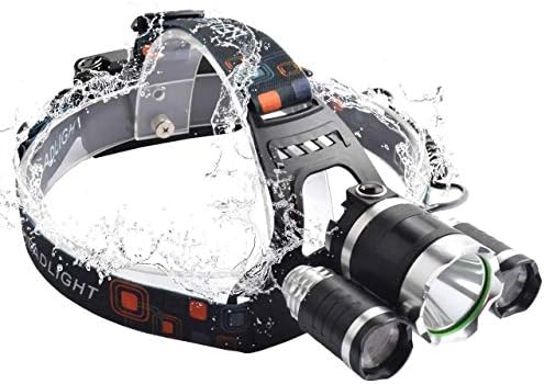 LED Headlamp Super Bright Flashlight 4 Light Modes Waterproof Rechargeable Headlight for Camping Riding Reading Rainy Weather Head-mounted Light(with battery& charger)