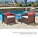 SUNCROWN 3-Piece Outdoor Furniture Set Patio Sofa Set All-Weather Wicker Chairs Set with Washable Cushions & Modern Glass Coffee Table