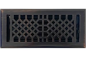 Empire Register Co, Vent Cover - 4x10 inch, Antique Style Design, Oil Rubbed Bronze Finish, Heavy Duty Floor Vent Covers, Metal Damper Attached. Vent Covers for Home Floor only.