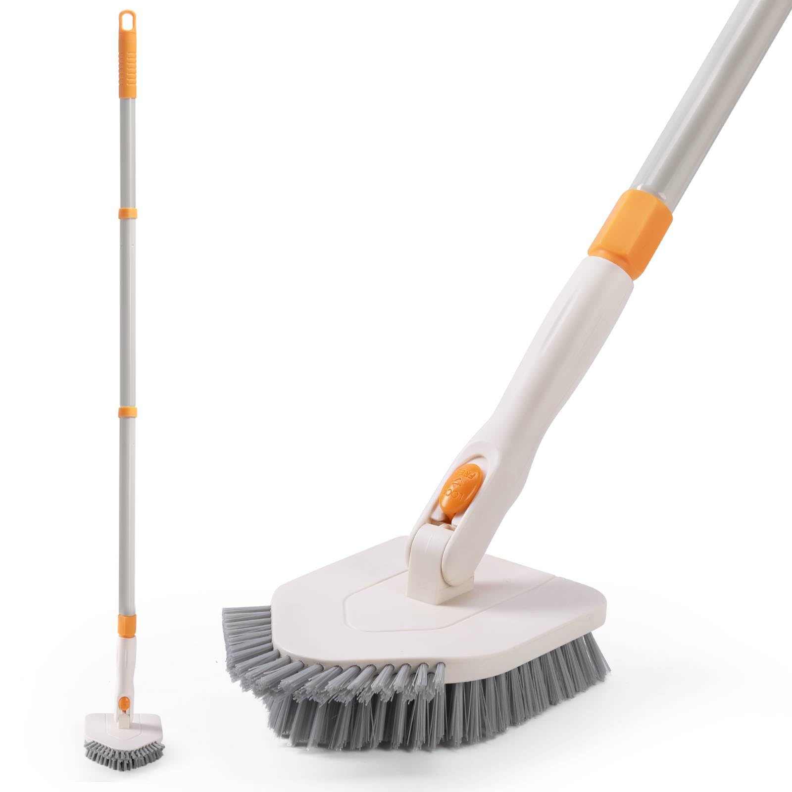 Tile Tub Scrubber Brush, FUUNSOO Shower Scrubber Cleaning Brush with 50'' Long Handle, Scrub Brush Mop Tools for Cleaning Bathroom Bathtub Tile Floor Wall Toilet Deck Kitchen, Non-Scratch