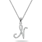 B. BRILLIANT Sterling Silver Cubic Zirconia Alphabet Letter Name Personalized Pendant CZ Initial Necklace for Women
