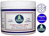 Vitamin C Cream For Face; Anti Aging Facial Creme Moisturizer With 70% Organic Ingredients with Nutrients; Reduce Appearance of Wrinkles; SULFATE & PARABEN FREE; No Animal Testing; 4.0 Ounce Jar