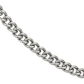 The Black Bow Men's 7.5mm Titanium Polished Classic Curb Chain Necklace, 24 Inch