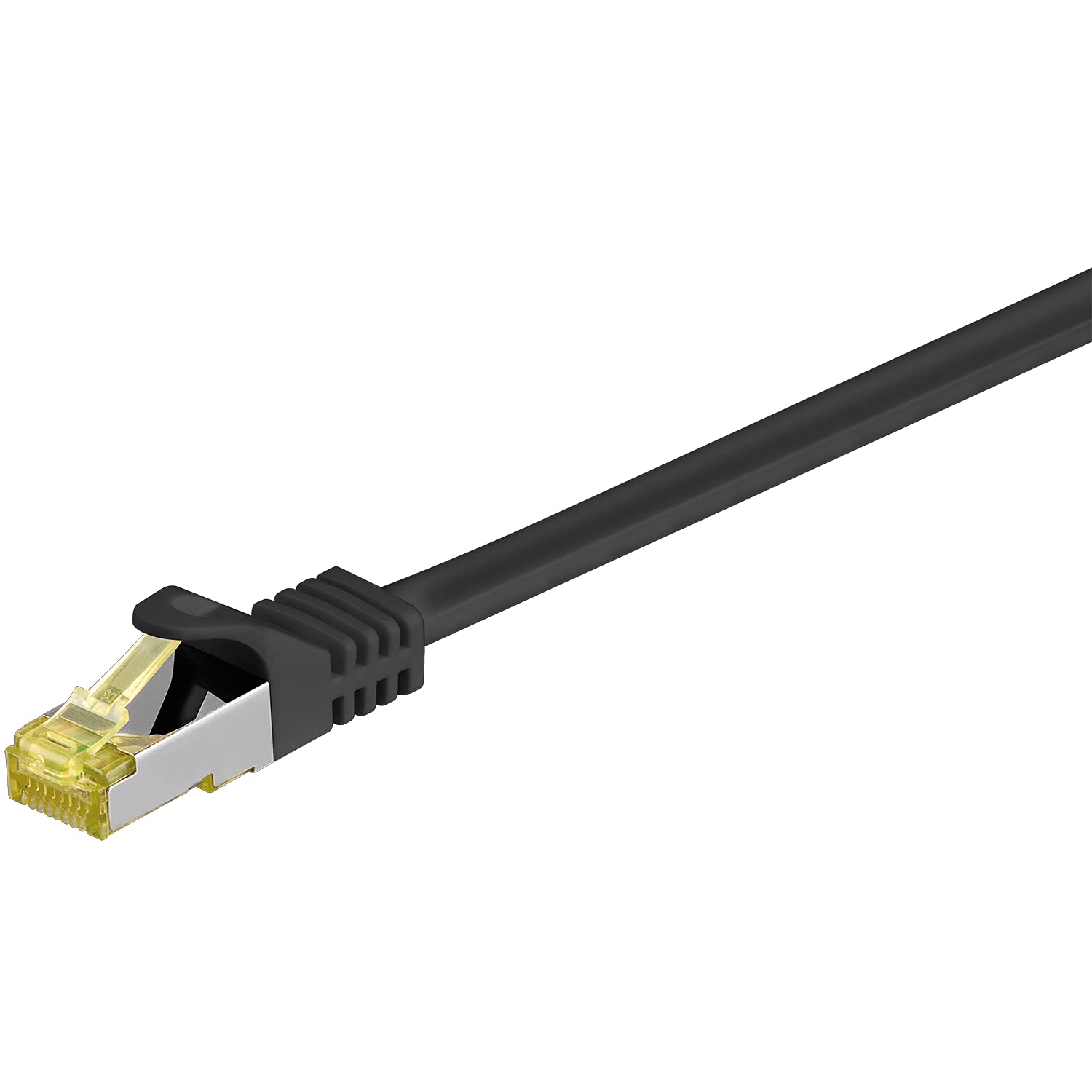 Goobay 92652 RJ45 Patch Cable with CAT 7 Raw Cable, Double Shielded, S-FTP up to 600 Mhz, Halogen-Free, Copper Cable Plug, Gold-Plated Contacts, 3 m, Black