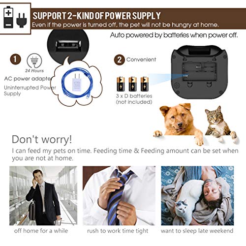 7L Automatic Pet Feeder, Dogs Cats Food Dispenser 4 Meals a Day