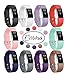 Fundro Compatible for Fitbit Charge 2 Bands, 10-Pack Soft Accessory Replacement Wristband Strap Classic Large Small Band with Secure Metal Clasp for Fitbit Charge 2