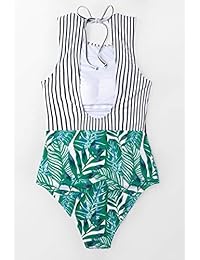 CUPSHE Traje de baño de una pieza con rayas negras para dama