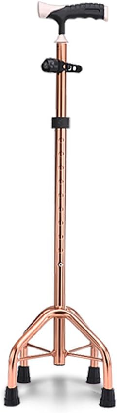 LI JING SHOP - Healthcare Walking Stick with Large 4 Leg Base 10 Files can be Adjusted Non-slip Multifunction LED Lights for Elderly and Disabled Height 71-94cm Colour Milky, Bronze, Rose Red, Blue