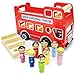 Wooden Wheels Double-Decker Red Tour Bus with 8 Tourists by Imagination Generation