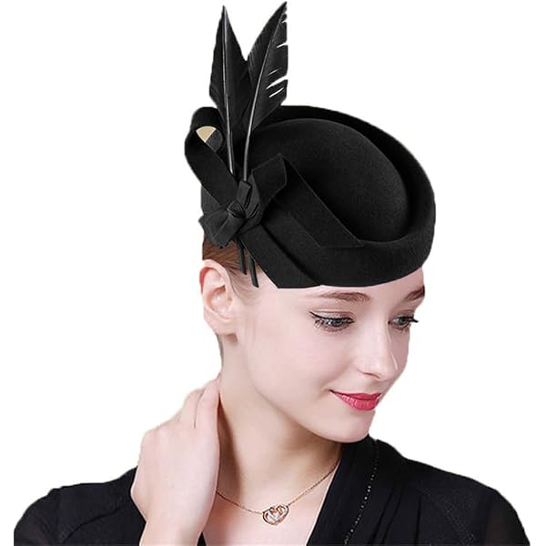 Womens Wool Felt Pillbox Hats Vintage Fascinators for Women  display picture 1