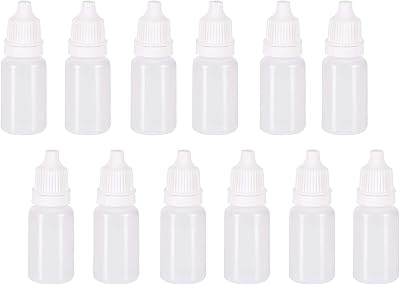 jeufun 12x 10ml Eye Dropper Bottles Plastic Squeezable White Cap Plug