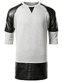 URBANCREWS Mens Hipster Hip Hop High-Low Crewneck Longline T-shirt