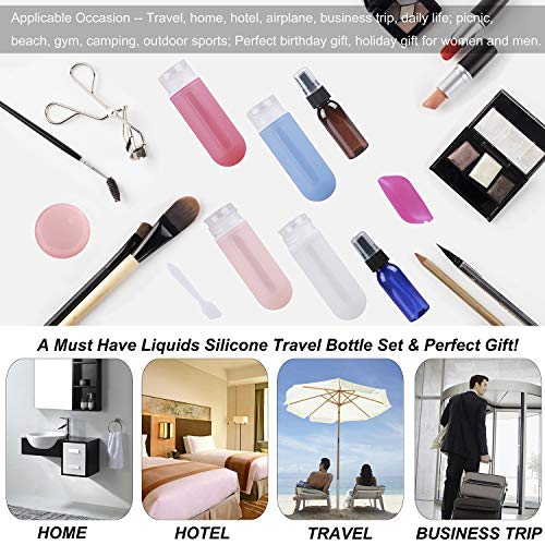 18Pcs Travel Bottles Set, REERON 3Oz Leak Proof Silicone Travel Containers TSA Approved, Refillable Toiletries Travel Tubes Accessorie & Spray Bottles & Cream Jars, For Cosmetic Shampoo Lotion Liquids