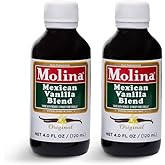 Vanilla Molina - Mexican Vanilla Blend with Pure Vanilla Extract - 2 Pack (4 Fl Oz Bottles) - Convenient Size for Coffee, Drinks and Desserts