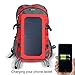 Wosports Solar Charger Backpack Waterproof with 7W Solar Panel Charger for Hiking Camping Travel(40L,Red/Grey)