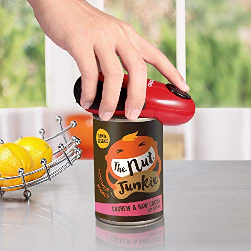 Electric Can Opener, Cakie Restaurant Can Opener Smooth Soft Edge One-touch Battery Automatic Electric Hands-free Can Opener For Kitchen Arthritis Elderly Travel and Chef's Best Choice’s (Red)