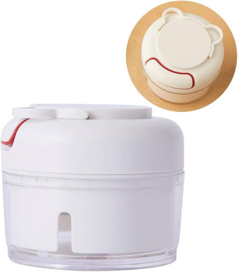 Mini Vegetable Chopper Manual,multifunction Food Chopper Hand Pull,food Processor Grinder With Handle For Garlic Onion Nuts White 170ml