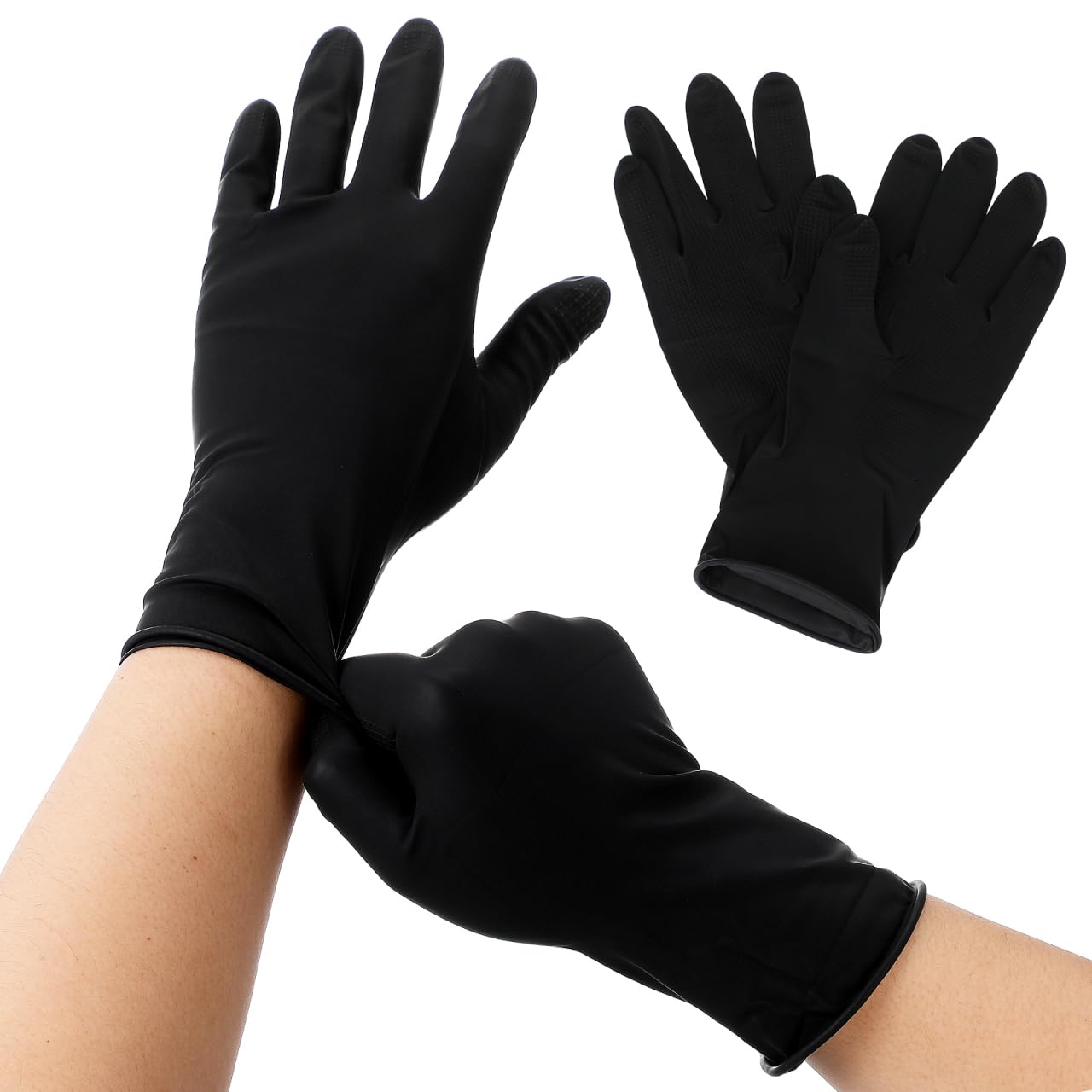 minkissy Wiederverwendbare Latexhandschuhe Für Friseursalon 5 Paare Schwarze Salonhandschuhe Für Haarfärbung Puderfrei Mit Strukturiertem Griff Mittelgroß Für Farbverarbeitung Und Schutz