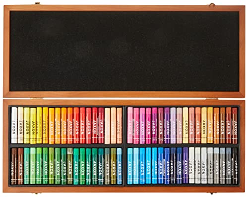 Honsell 47473 - Jaxon Ölpastellkreide, 72er Set im Holzkoffer, brillante, lichtechte Farben, ideal für Künstler, Hobbymaler, Kinder, Schule, Kunstunte
