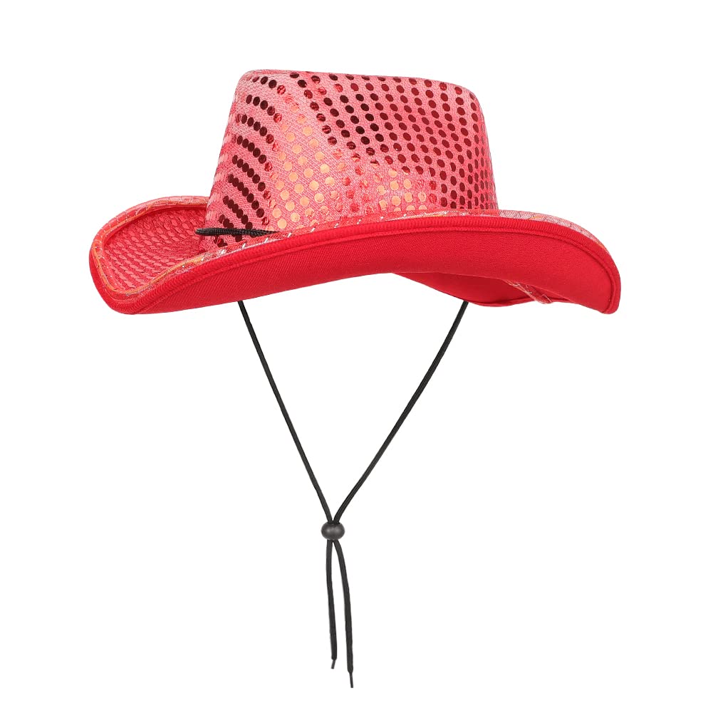 Cowboy Hat Mens Women Black Cowgirl Hat Led Light Up Cowboy Hat Sequin Hat Sparkly Cowboy Hat Fancy Dress Cowboy Hat Hen Party Glitter Hat Western Texan Cowboy Hat Halloween Costume Cosplay Hat