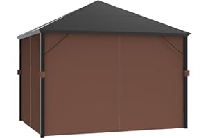 Sunshine Outdoor Replacement Gazebo Curtains 4 Panels with Zipper for Garden Patio Yard (10'x13', Coffee)(Curtains Only)