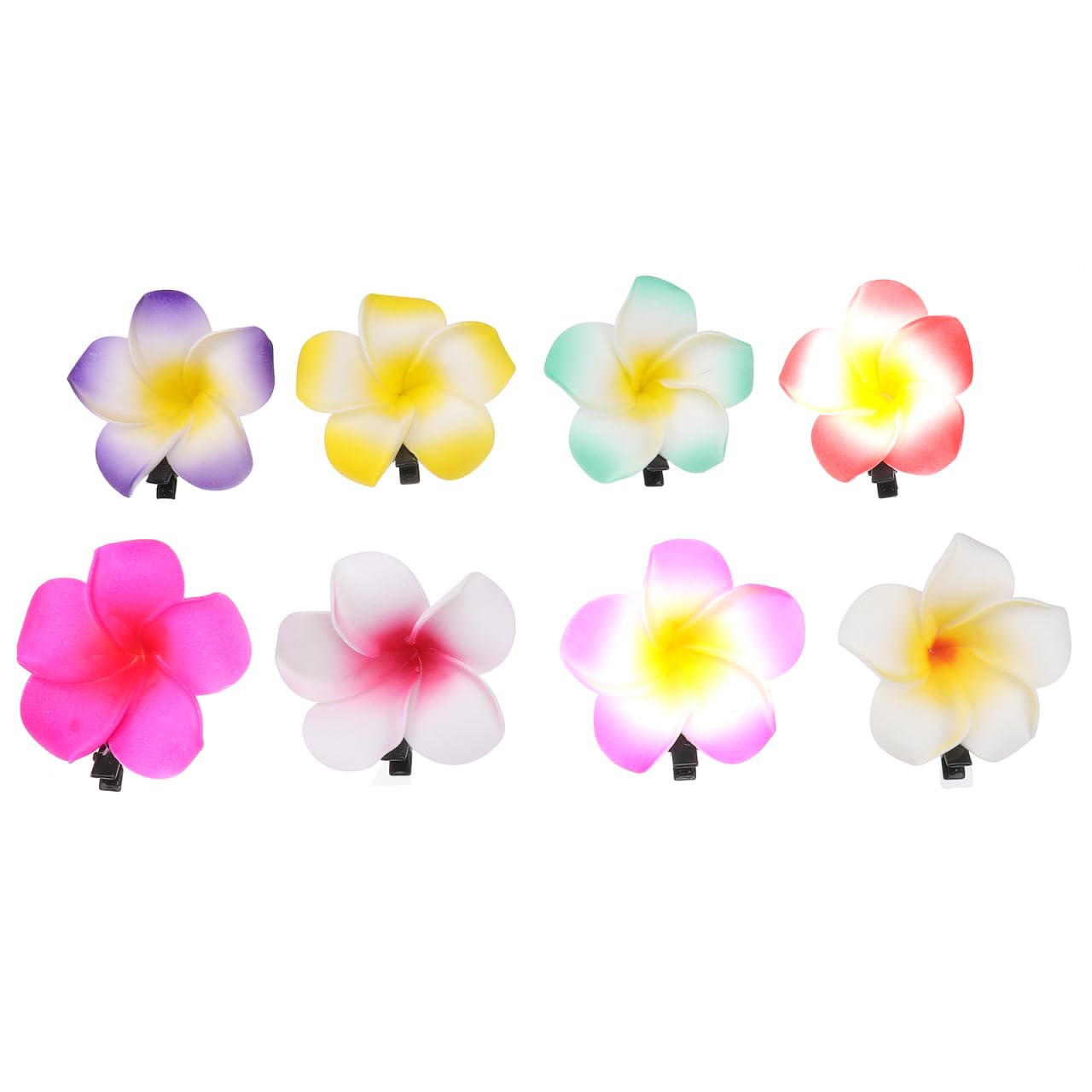 minkissy 24Pcs Hawaiian Plumeria Flower Hair Clips 2.36 Inch Simulated Flowers for Beach Party Wedding Hair Accessories 12 Colors Mixed