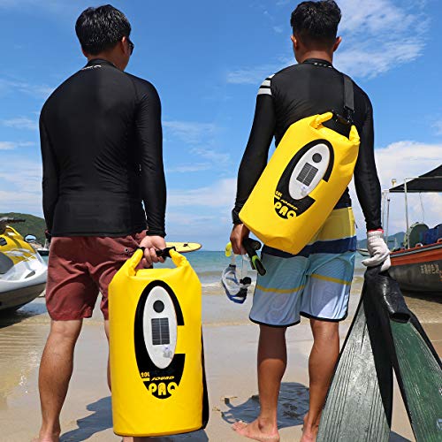 Waterproof Dry Bag Bluetooth Speaker - Upgrade Outdoor 20L Dry Bag Waterproof Bag with Solar Light Adjustable Strap Kayak Accessories Roll Top Sack for Floating, Rafting, Boating, Canoeing, Camping