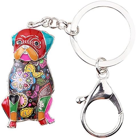 Pug Dog Cute Key Chain Key Ring Pom Chihuahuas Gift Women Girl Bag Pendant Charm Fashion (MultiColor)