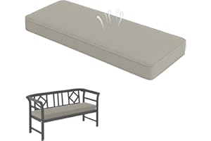 Bench Cushion 48x15 in White, Patio Furniture Cushions Replacement, 2 in Thick Settee Seat Pads, Non-Slip Piano Cushion with 