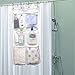 FRETOD Shower Curtain Caddy 6 Pockets Loading 25LB - Quick Dry Shower Rod Mesh Hanging Organizer