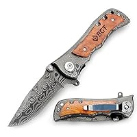 BGT Classical Tactical Knife Damascus Pattern Liner Lock Folding Pocket Knives For Hunting Outdoor With Velvet Bag