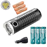 Olight SRMINI Intimidator II 3*CREE XM-L2 LEDs 3200 Lumens Variable-output Rechargeable LED Flashlight with 18650 Rechargeable Battery and USB Vehicle Power Adapter with Skyben Battery Case