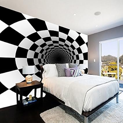 Amazon Com Kezhy 3d Black White Square Wallpaper Mural