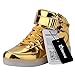 Odema Women High Top USB Charging LED Shoes Flashing Sneakers, Gold, 8.5 B(M) US