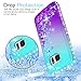 LeYi Galaxy S7 Glitter Case with Tempered Glass Screen Protector [2 Pack] for Girls Women, Bling Sparkle Diamond Liquid TPU Protective Phone Case for Samsung Galaxy S7 Gradient Teal/Purple