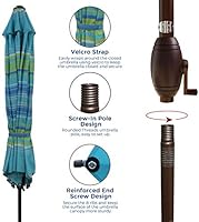 Amazon Com Abba Patio 11 Feet Striped Patio Umbrella Outdoor Table Market Umbrella With Push Button Tilt And Crank Turquoise Striped Garden Outdoor