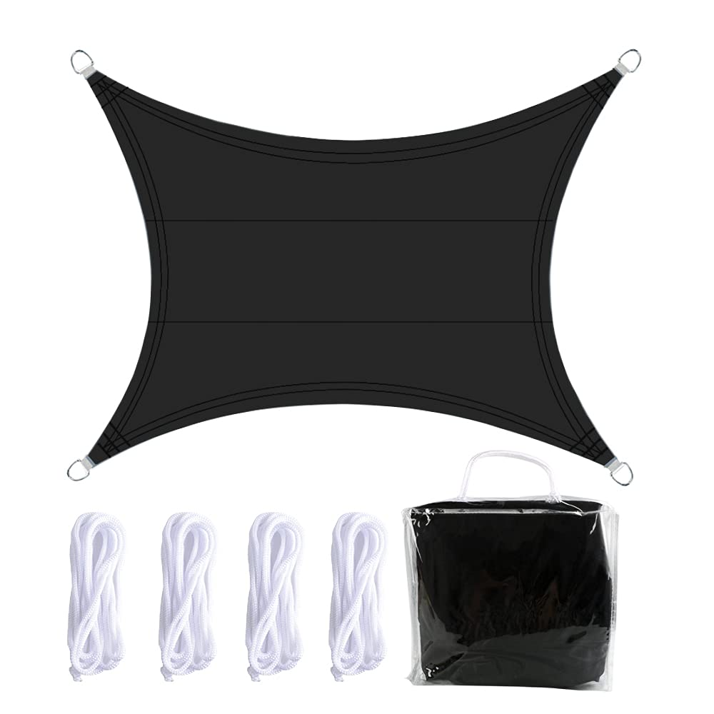 Rectangular Sun Shade Sail 3 x 4 m Waterproof Breathable UV Protection for Garden, Terrace, Pool, Lawn, Balcony, Black