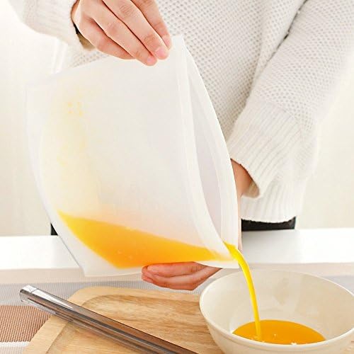 Multipurpose Seal Silicone Fresh Bag Food Storage Bag in 1L for Sandwich, Reusable Airtight Container, Versatile Cooking Bag,No-BPA (White)