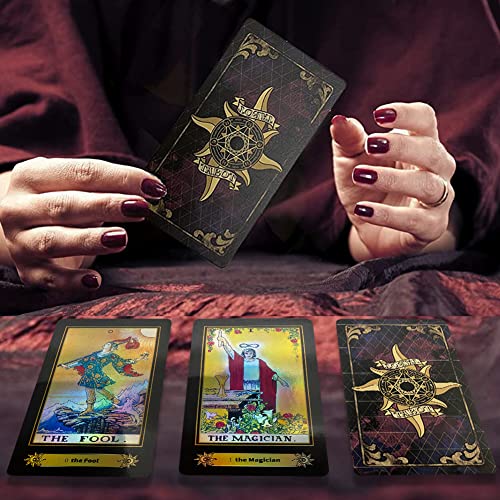 VOVOH Tarot Cards Holographic Tarot Deck, Tarot Cards for Beginners, 78 Classic Tarot Cards Surface Laser with Guidebook, Tarot Cards with Meanings on Them (English Edition)