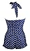 COCOSHIP Blue & White Anchor Sailor Vintage Sheath Inspired Boy-Leg One Piece Maillot Bathing Suit L(FBA)