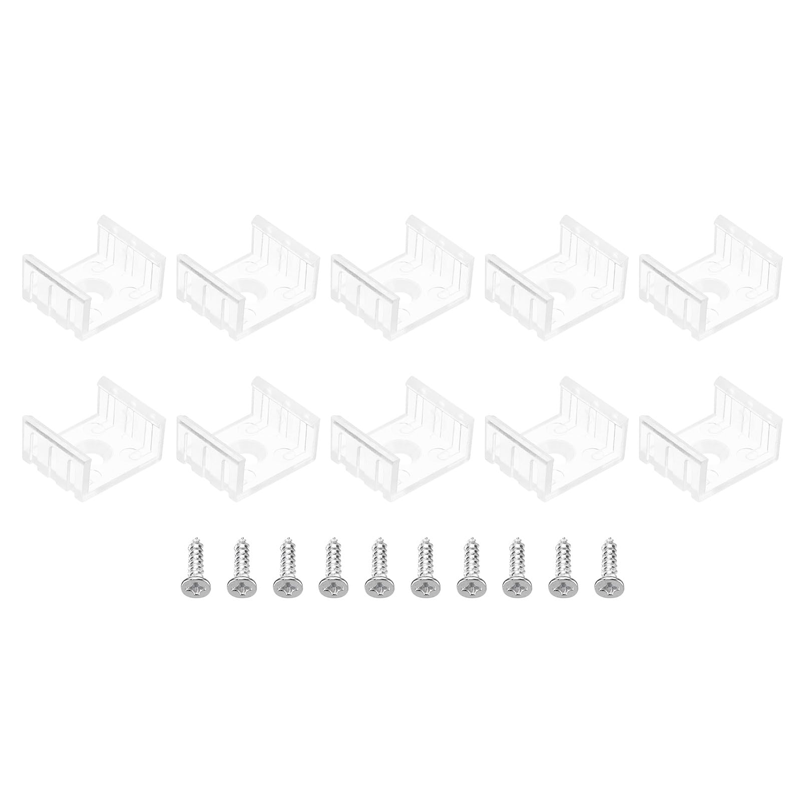 PATIKIL LED Strip Light Clips, 50 Pack Mounting Bracket Fixing Clips Plastic Clamp Holders with Screws for 17mm Neon RGB Light Cable Ribbon, Clear