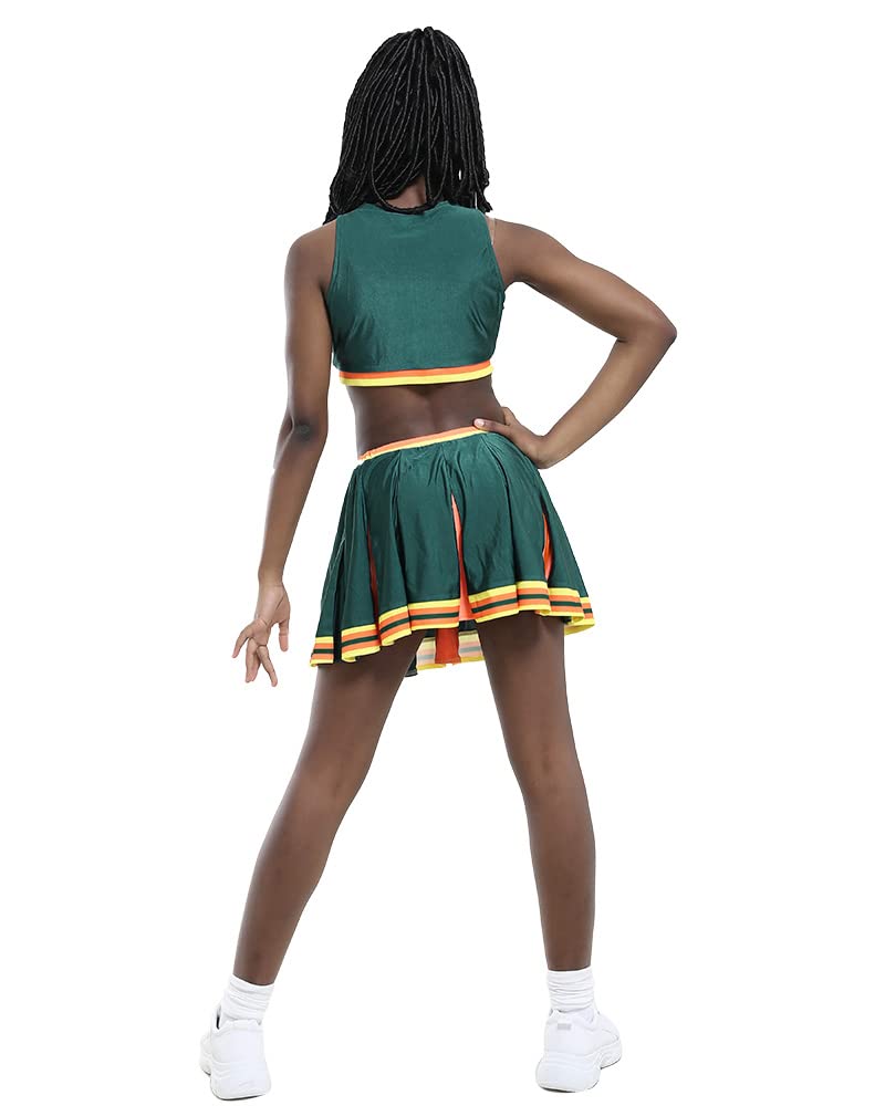 Haikyuu Women Cheerleader Costume Cheerleading Outfit Green Cheer Uniform Cosplay School Musical Party Fancy Dress