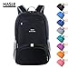 HASLE OUTFITTERS 40L Hiking Backpack -Waterproof Large Hiking Daypacks, Lightweight Packable Travel Backpacks, Black