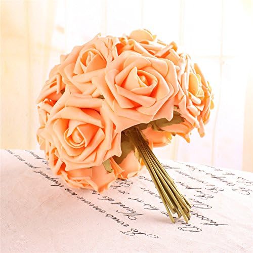 1Dozen DIY Rose Foam Flower Perfect for Wedding Bouquet Bride Bridal Hydrangea Party Home Decoration Flora (Orange)