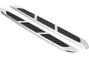 Qiilu 2pcs Universal Hood Vent Air Intake Chrome Grille Side Scoop Hood Cover Car Exterior Hood Side Door Decorative Cover Trim Sticker
