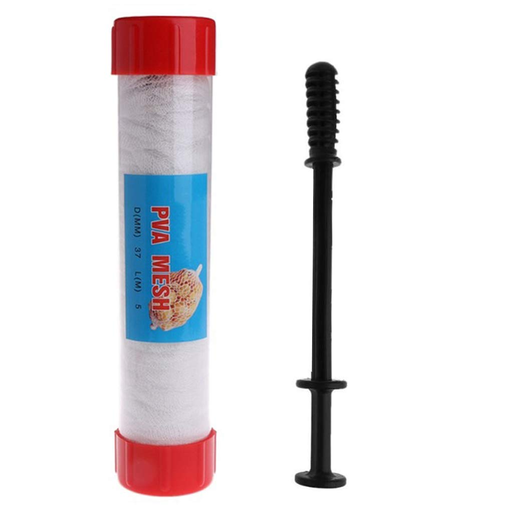 NewShot PVA Wide Mesh 5 Metres Stocking & Plunger and Free Tube 37mm for Carp Fishing