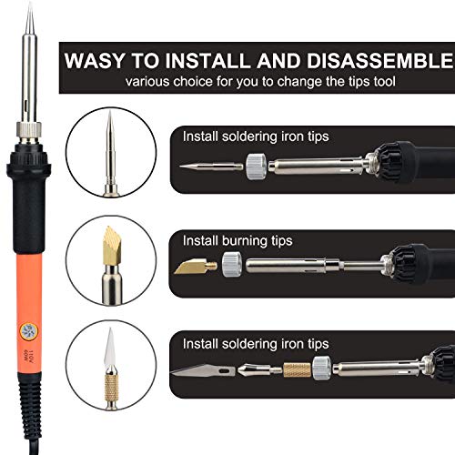 Firlar 71Pcs Soldering Iron Set, Wood Burner Kits Adjustable Temperature Wood Burning Pens Professional Pyrography Tool Set with 54 Wood Burning Tips for Embossing, Soldering