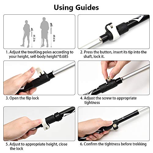 Ylife Trekking Poles, 2 Pack Foldable Hiking Sticks, Strong Lightweight Aluminum 7075, Adjustable Quick Flip-Lock, Perfect for Hiking, Walking, Backpacking and Snowshoeing (Black) - Thumbnail 5